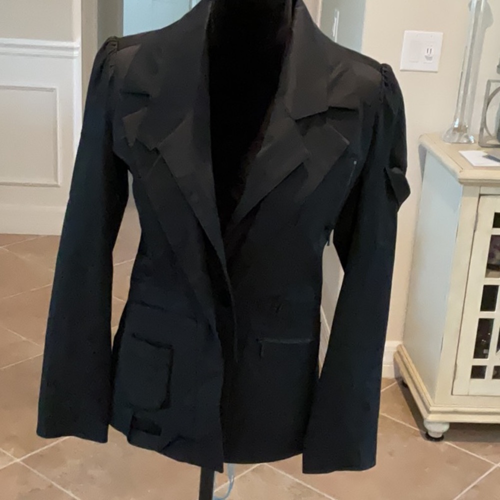 Erny Van Reijsmerdal safari jacket, black, one button close, size 38